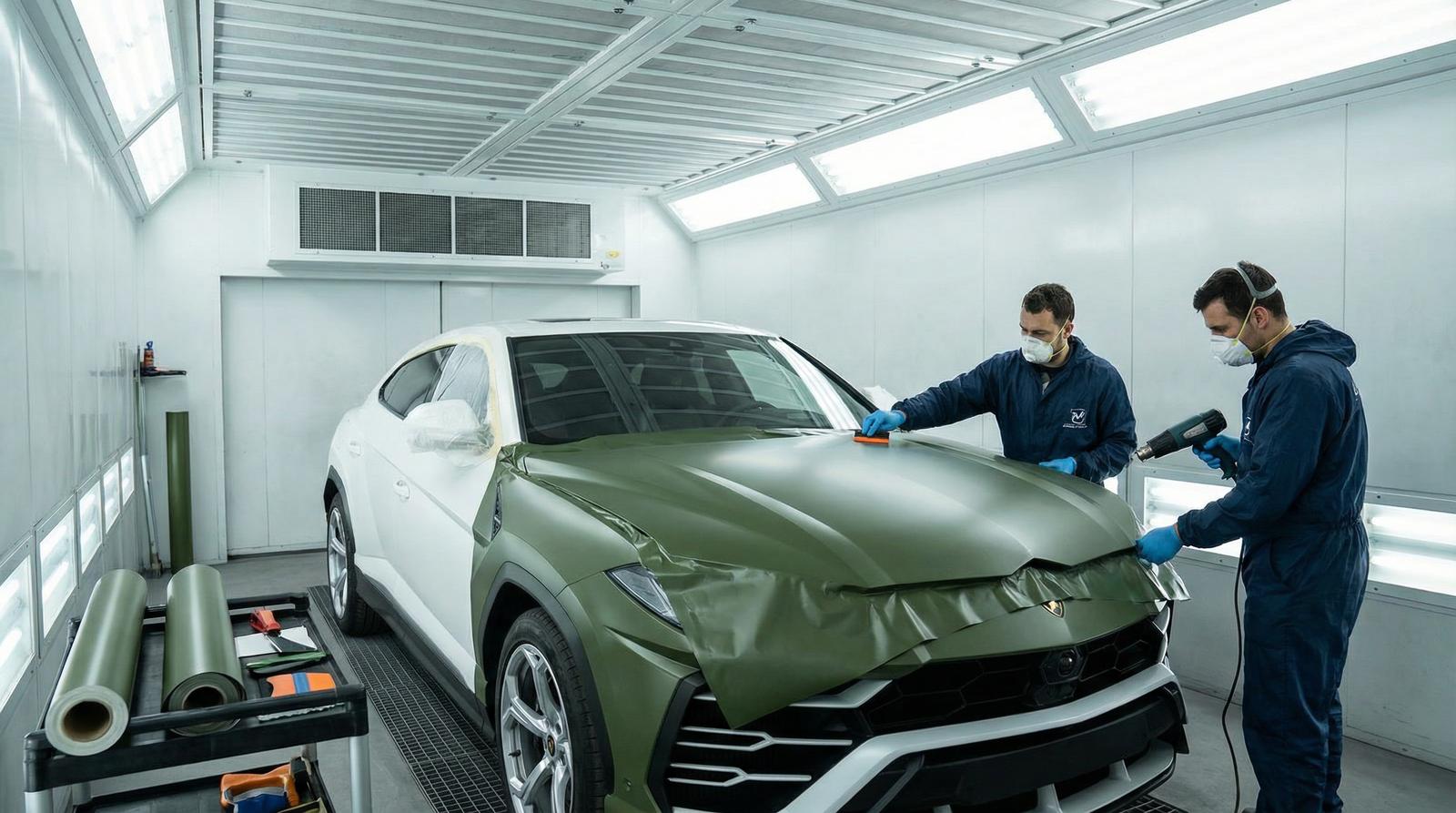 小马拉大车改装视频-军绿色车身贴膜