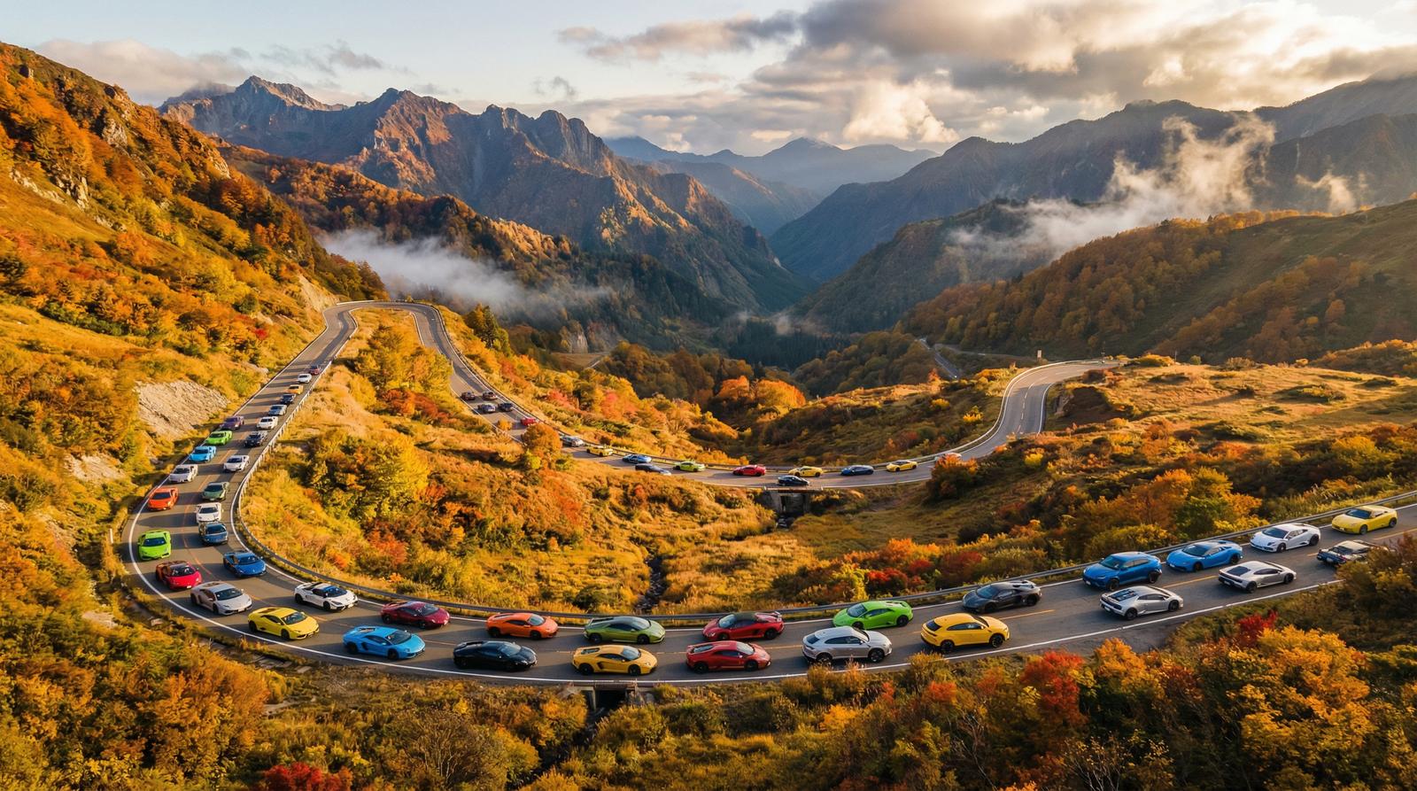 小马拉大车跑车视频-超跑车队山路巡游